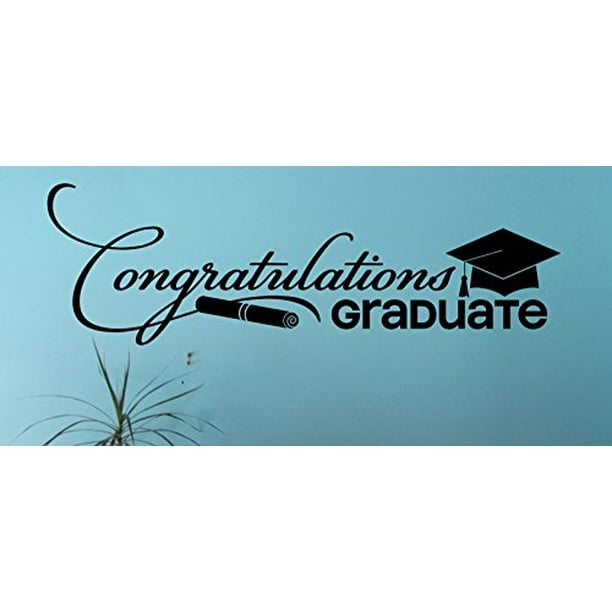 Wall Decor Plus More WDPM3449 Congratulations Graduate Vinyl Decal Lettering with Graduation Cap & Diploma Art 36 x 11 Black Wall Decor Plus More WDPM3449 Congratulations Graduate Vinyl Decal Lettering with Graduation Cap & Diploma Art 36 x 11 Black